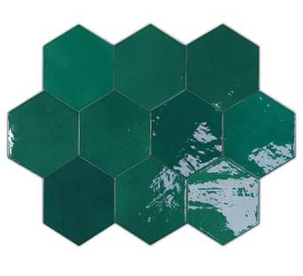 Плитка Zellige Hexa Emerald 10.8X12.4 См
