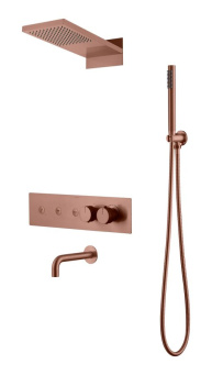 131-2-CB Встроенная душевая система FUSION с термостатом, трехпозиционная Copper Brushed с изливом