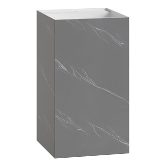 802-GR Раковина напольная Cube Corian 480*480*850 Grey base+white veins