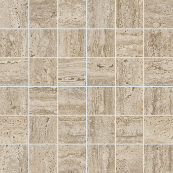KMD2MSA009GR Про Травертин декор мозаичный бежевый матовый обрезной 30x30x0,9 керамогранит