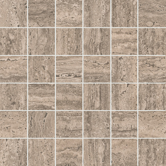 KMD2MSA010GR Про Травертин декор мозаичный бежевый тёмный матовый обрезной 30x30x0,9 керамогранит