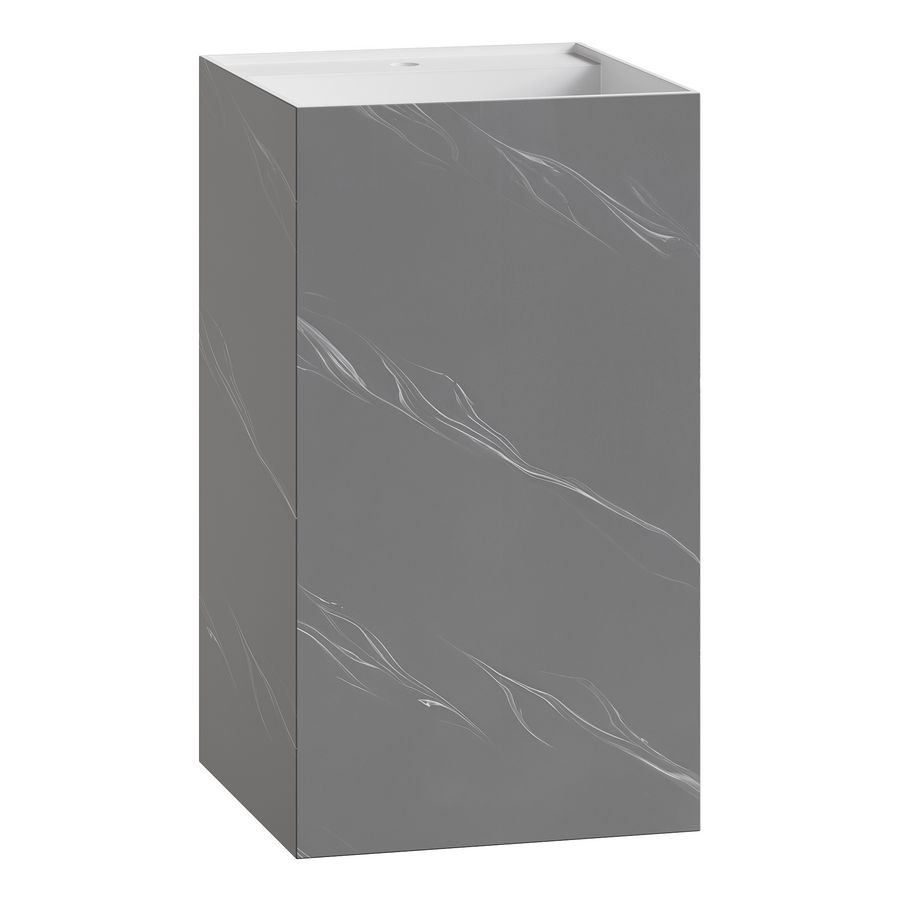 802-GR Раковина напольная Cube Corian 480*480*850 Grey base+white veins 802-GR Раковина напольная Cube Corian 480*480*850 Grey base+white veins